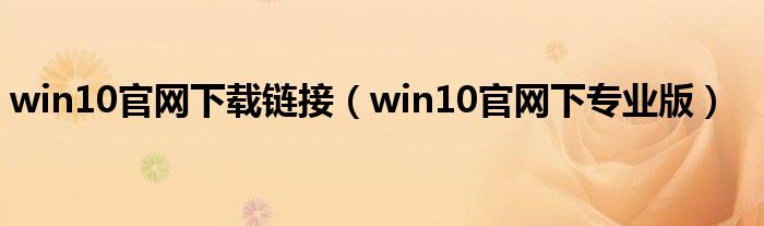 win10官网下载链接（win10官网下专业版）