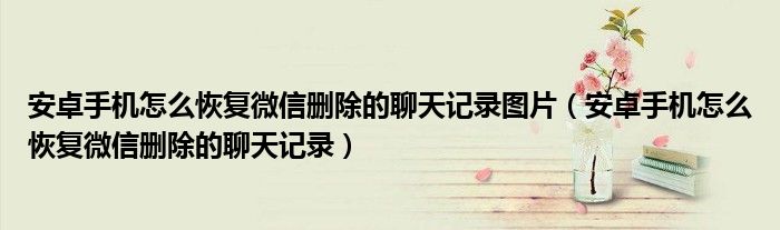 安卓手机怎么恢复微信删除的聊天记录图片（安卓手机怎么恢复微信删除的聊天记录）