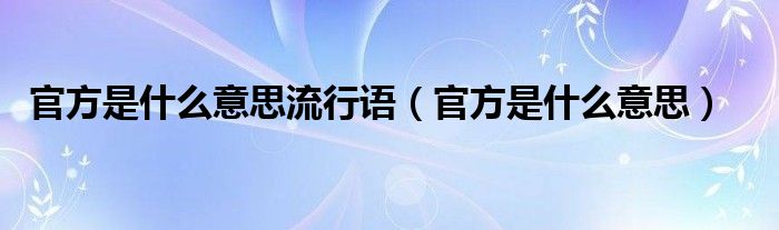 官方是什么意思流行语（官方是什么意思）