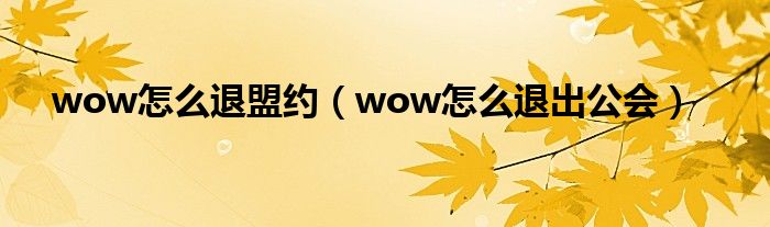 wow怎么退盟约（wow怎么退出公会）