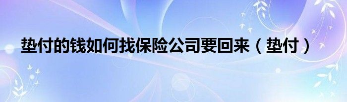 垫付的钱如何找保险公司要回来（垫付）