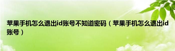 苹果手机怎么退出id账号不知道密码（苹果手机怎么退出id账号）