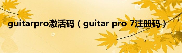 guitarpro激活码（guitar pro 7注册码）