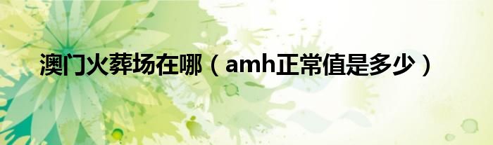 澳门火葬场在哪（amh正常值是多少）