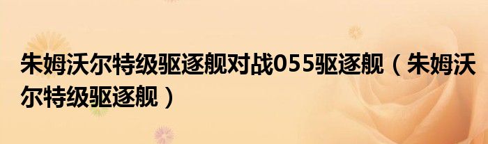 朱姆沃尔特级驱逐舰对战055驱逐舰（朱姆沃尔特级驱逐舰）