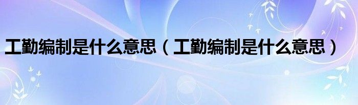 工勤编制是什么意思（工勤编制是什么意思）