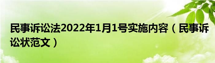 民事诉讼法2022年1月1号实施内容（民事诉讼状范文）