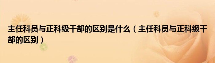 主任科员与正科级干部的区别是什么（主任科员与正科级干部的区别）