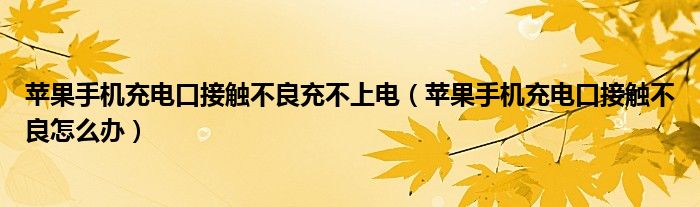 苹果手机充电口接触不良充不上电（苹果手机充电口接触不良怎么办）