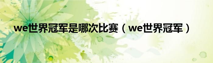 we世界冠军是哪次比赛（we世界冠军）