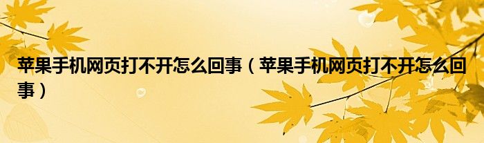 苹果手机网页打不开怎么回事（苹果手机网页打不开怎么回事）