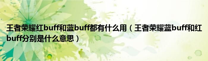 王者荣耀红buff和蓝buff都有什么用（王者荣耀蓝buff和红buff分别是什么意思）