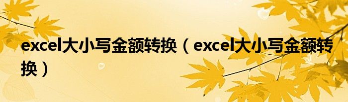 excel大小写金额转换（excel大小写金额转换）