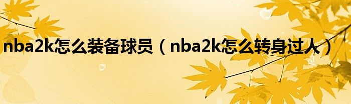 nba2k怎么装备球员（nba2k怎么转身过人）