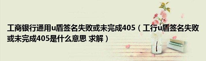 工商银行通用u盾签名失败或未完成405（工行u盾签名失败或未完成405是什么意思 求解）