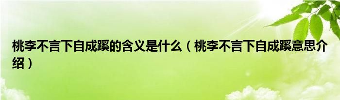 桃李不言下自成蹊的含义是什么（桃李不言下自成蹊意思介绍）