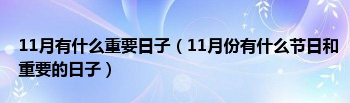 11月有什么重要日子（11月份有什么节日和重要的日子）