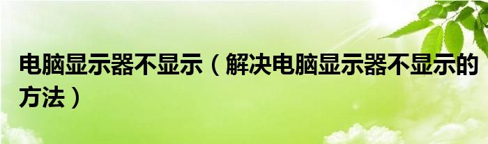 电脑显示器不显示（解决电脑显示器不显示的方法）