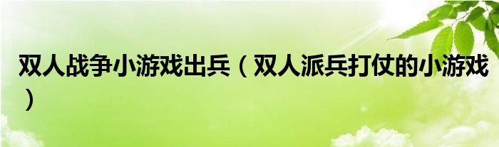 双人战争小游戏出兵（双人派兵打仗的小游戏）