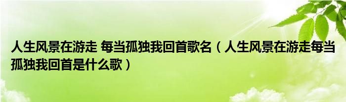 人生风景在游走 每当孤独我回首歌名（人生风景在游走每当孤独我回首是什么歌）