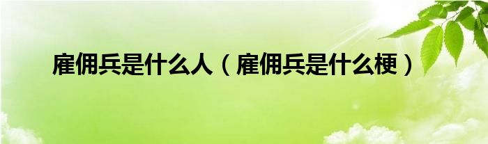 雇佣兵是什么人（雇佣兵是什么梗）