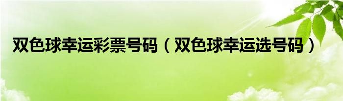 双色球幸运彩票号码（双色球幸运选号码）