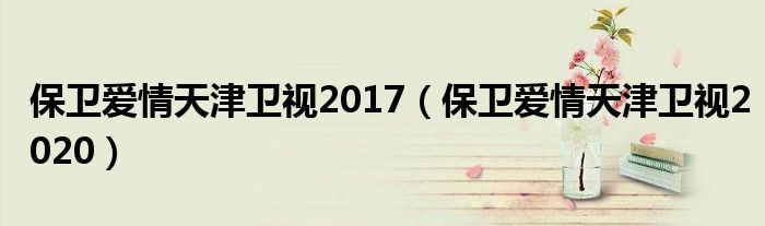 保卫爱情天津卫视2017（保卫爱情天津卫视2020）