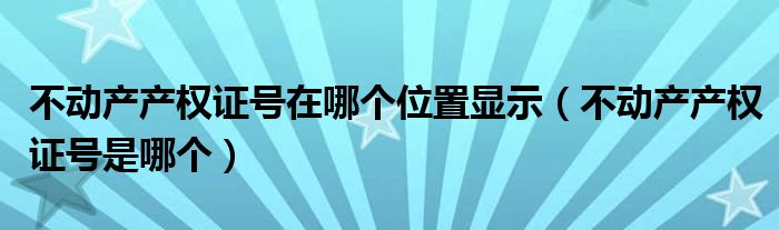 不动产产权证号在哪个位置显示（不动产产权证号是哪个）