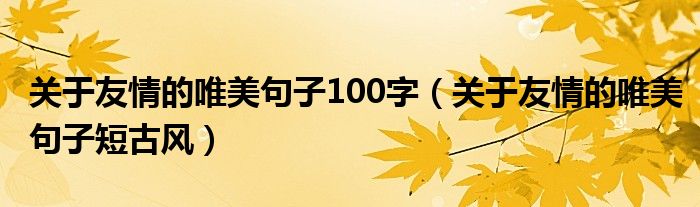 关于友情的唯美句子100字（关于友情的唯美句子短古风）