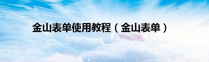 金山表单使用教程（金山表单）