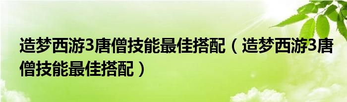 造梦西游3唐僧技能最佳搭配（造梦西游3唐僧技能最佳搭配）