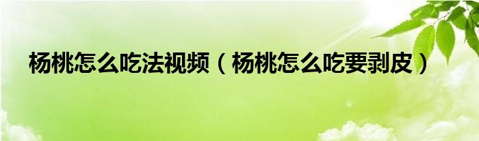 杨桃怎么吃法视频（杨桃怎么吃要剥皮）