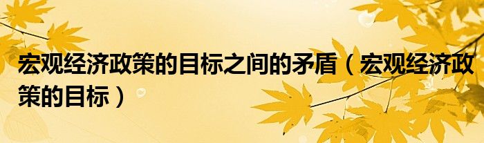 宏观经济政策的目标之间的矛盾（宏观经济政策的目标）