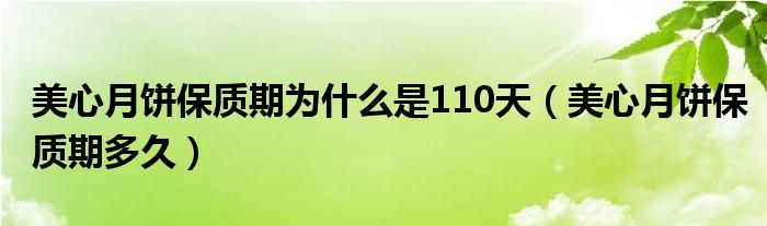 美心月饼保质期为什么是110天（美心月饼保质期多久）