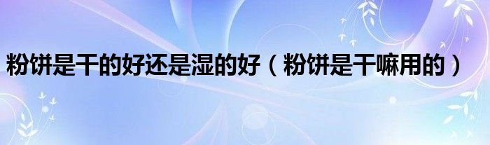 粉饼是干的好还是湿的好（粉饼是干嘛用的）