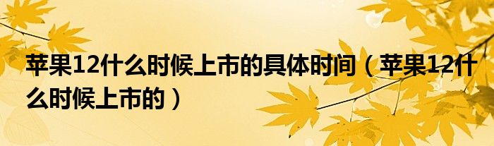 苹果12什么时候上市的具体时间（苹果12什么时候上市的）