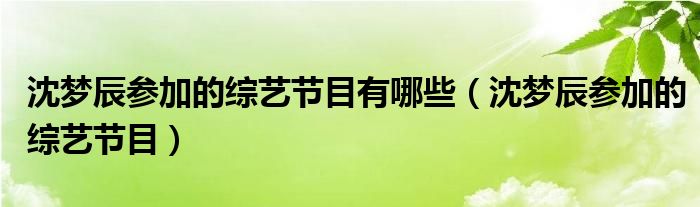 沈梦辰参加的综艺节目有哪些（沈梦辰参加的综艺节目）