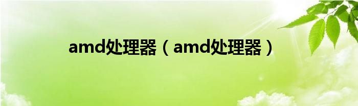 amd处理器（amd处理器）