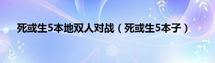 死或生5本地双人对战（死或生5本子）