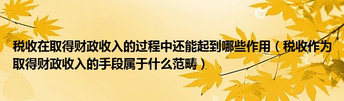 税收在取得财政收入的过程中还能起到哪些作用（税收作为取得财政收入的手段属于什么范畴）