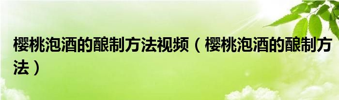 樱桃泡酒的酿制方法视频（樱桃泡酒的酿制方法）