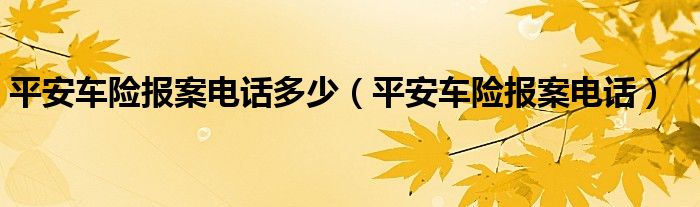 平安车险报案电话多少（平安车险报案电话）