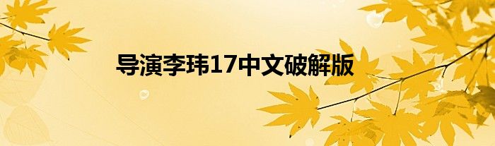 导演李玮17中文破解版