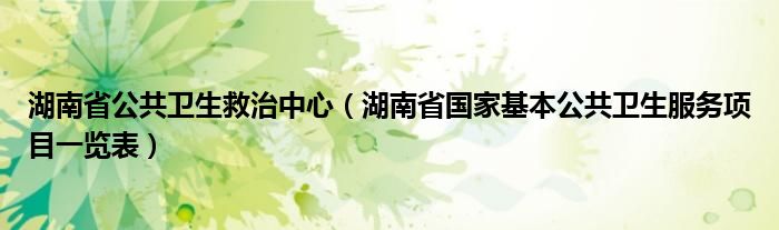 湖南省公共卫生救治中心（湖南省国家基本公共卫生服务项目一览表）