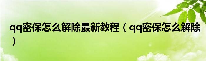 qq密保怎么解除最新教程（qq密保怎么解除）