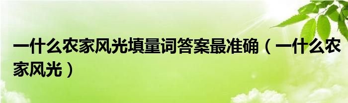 一什么农家风光填量词答案最准确（一什么农家风光）