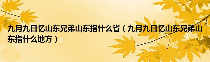 九月九日忆山东兄弟山东指什么省（九月九日忆山东兄弟山东指什么地方）