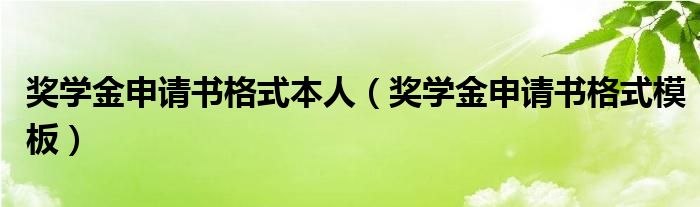 奖学金申请书格式本人（奖学金申请书格式模板）