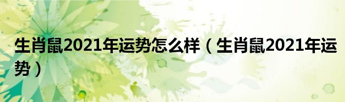 生肖鼠2021年运势怎么样（生肖鼠2021年运势）