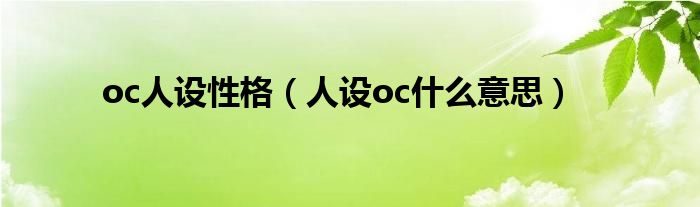 oc人设性格（人设oc什么意思）